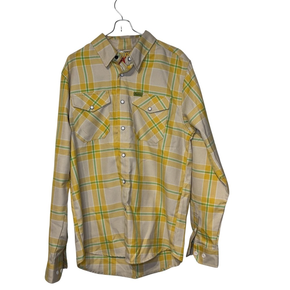 Dixxon Men's Shirt The Sando Egg Salad Plaid Peal Snap Button Long Sleeve Small